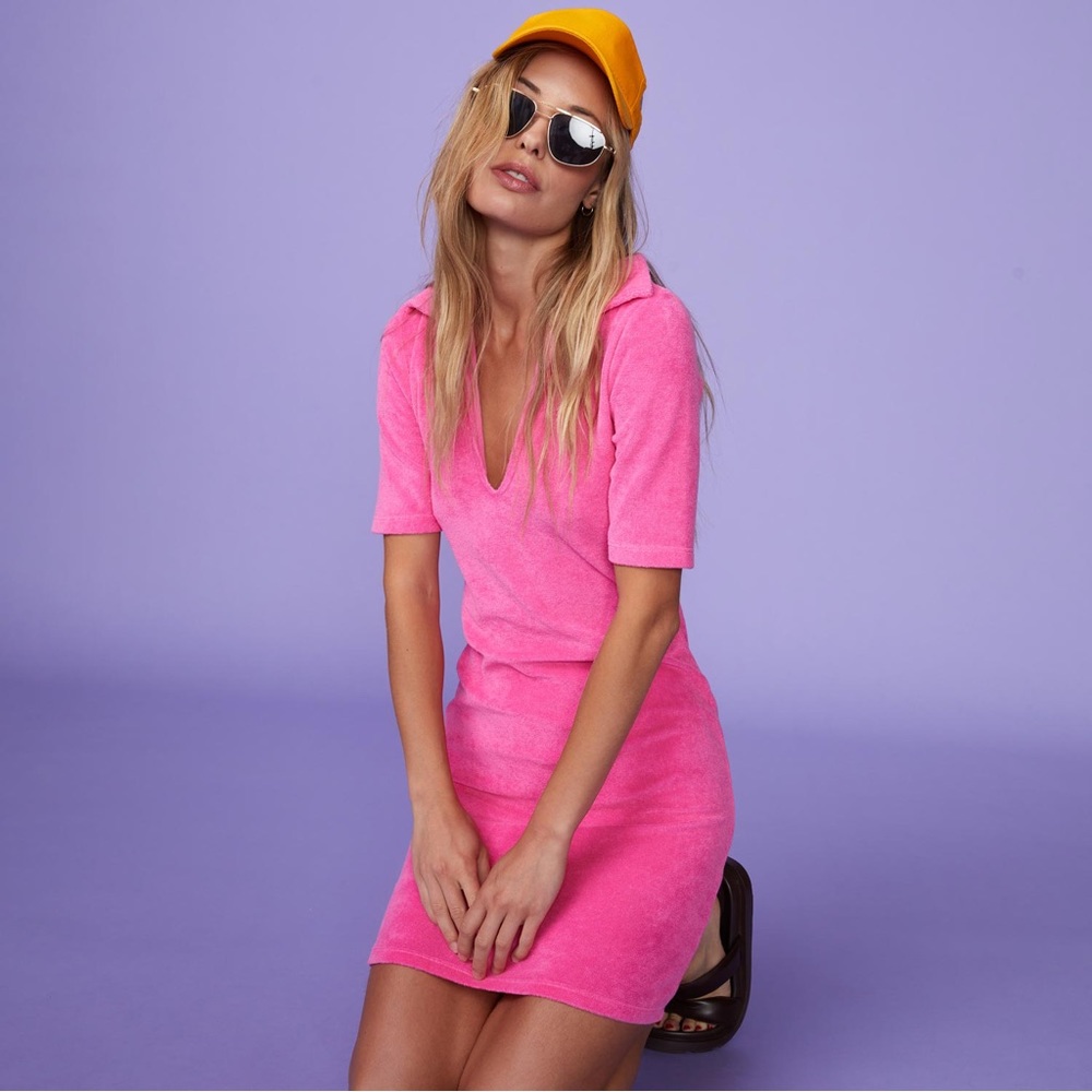 Monrow Terry Cloth Polo Dress